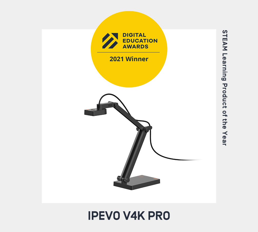 Le visualiseur USB Ultra HD IPEVO V4K PRO remporte le prix de l'éducation numérique 2021.(L'article est en anglais)